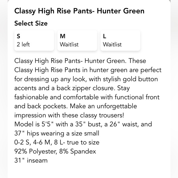 High Rise Green Dress Pants - Picture 4 of 4